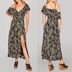 Amuse Society Womens Size Small Midnight Flower One Shoulder Maxi Dress